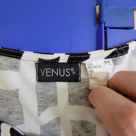 Venus Geometric Square Print Short Sleeve Sheath Dress Black White Size Medium - Picture 3 of 8